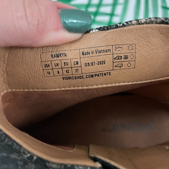 Vionic Kamryn Snake Boa Nubuck Metallic Leather Ankle Boots Size 10 - Picture 3 of 8